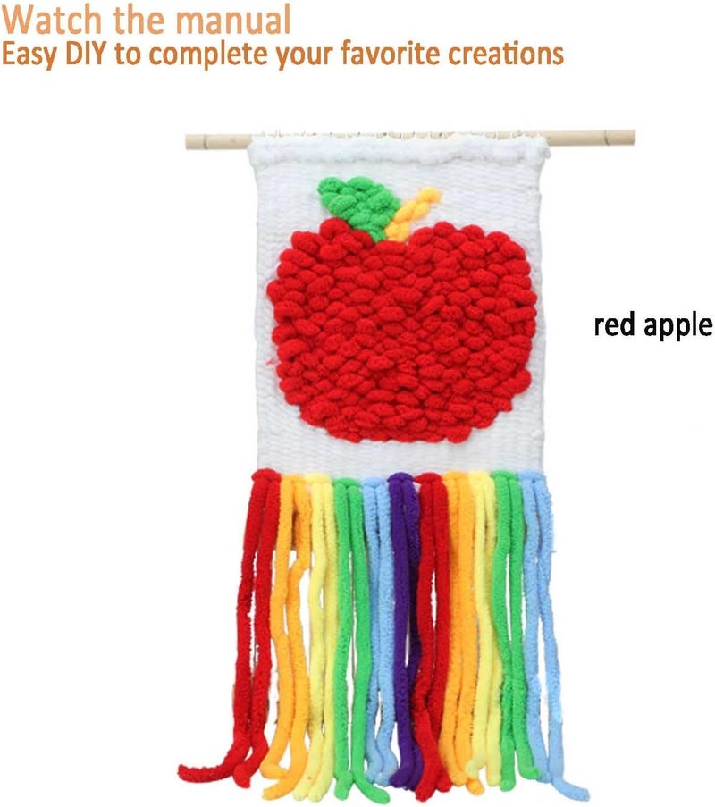 Parrovel Weaving Loom for Beginners Adults/Kids and 1 Set of Weaving Works Complete Yarn Kit with Detailed Friendly Instructions, Parents and Children in The Holiday Experience Weaving Brings Fun_Apple Bag - Image 4
